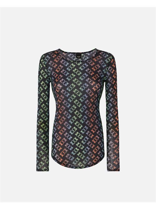 maglia donna nera multicolor PINKO | 100639A1ZY/Z97